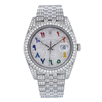 Moissanite Shine Watch 41MM Rainbow Diamond Dial With Stainless Steel Jubilee Bracelet