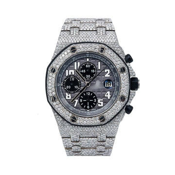 Moissanite Motion Watch 42MM Gray Dial With 33.50 CT Diamonds