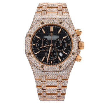 Luxe Fit Watch 41MM Black Dial With 21.75 CT Diamonds