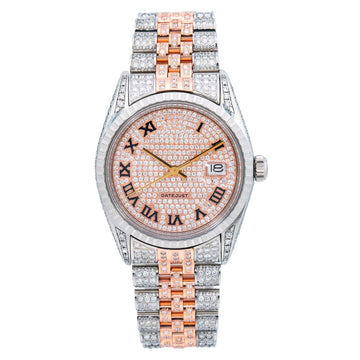 Stealth Shine Moissanite Watch 36MM Pink Diamond Dial With 9.75 CT Diamonds