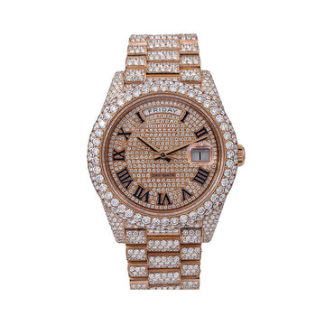 Million Look Moissanite Watch 40MM Rose Gold Diamond Dial With 25.25 CT Diamonds