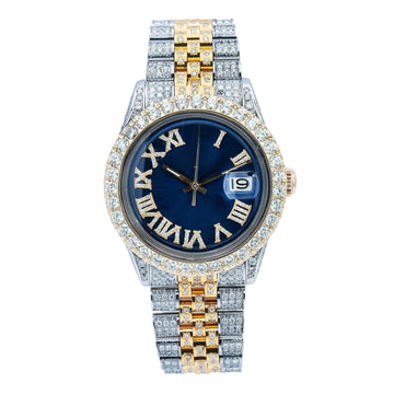Stylish Moissanite Diamond Watch 36MM Blue Diamond Dial With 8.25 CT Diamonds