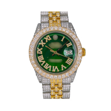 High-End Moissanite Watch 36MM Green Diamond Dial With 8.25 CT Diamonds