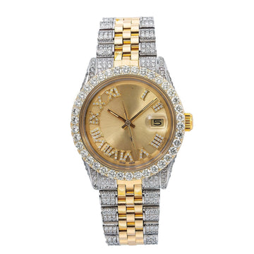 Dazzling Moissanite Men’s Watch 36MM Champagne Diamond Dial With 6.75 CT Diamonds