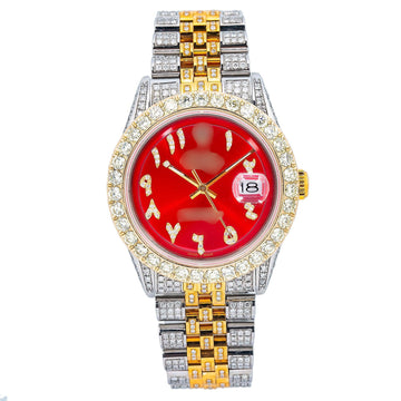 Fully Paved Moissanite Watch 36MM Red Diamond Dial With 8.75 CT Diamonds