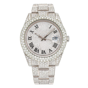 Glow Up Watch 41MM Silver Diamond Dial With Stainless Steel Oyster Bracelet