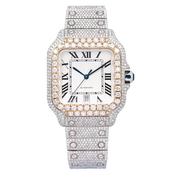 Frosted Flame Watch 40MM White Dial With 17.96 CT Diamonds