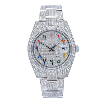All-Steel Moissanite Bling Watch 41MM Silver Diamond Dial With Stainless Steel Bracelet