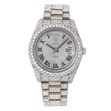 Imperial Iced Watch 41mm Silver Diamond Dial With 18K White Gold Bracelet