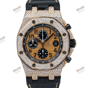 All-Weather Moissanite Watch 44MM Brown Dial With 8.75 CT Diamonds
