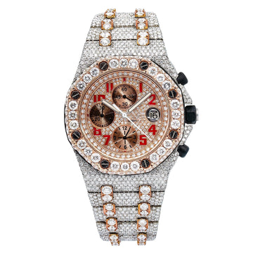 Timeless King Watch 42MM Rose Gold Diamond Dial With Two Tone Bracelet