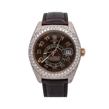 Shimmering Moissanite Watch 42MM Brown Dial With Leather Bracelet