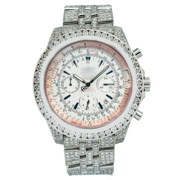 Iced Out Moissanite Fashion Watch 49MM White Dial With Diamond Bezel And Bracelet 8.00 CT