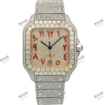 Moissanite Fashion Watch 40MM Yellow Gold Diamond Dial With 18.75 CT Diamonds