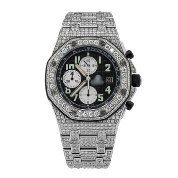 Showstopper Moissanite Watch 43MM Black Dial With 21.75 CT Diamonds