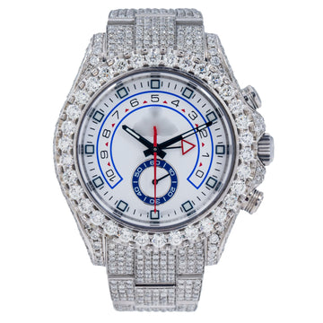 Elite Moissanite Timepiece 44MM White Dial And Diamond Bezel With Diamond Bracelet