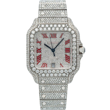 Moissanite Glow Watch 35MM Diamond Dial With Round Diamond Bezel