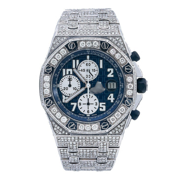 Elegant Moissanite Watch 42MM Blue Dial With 23.25 CT Diamonds
