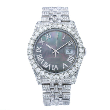 All-Weather Moissanite Watch 36MM Mother of Pearl Diamond Dial With 11.25 CT Diamonds