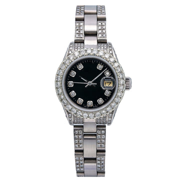 The Moissanite Spectra Watch 26MM Black Diamond Dial With 4.25 CT Diamonds
