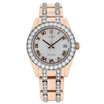 Real Moissanite Diamond Wristwatch 34MM Diamond Dial With 18K Rose Gold Bracelet