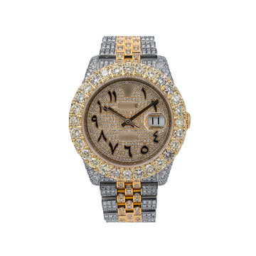Moissanite King Watch 36mm Champagne Diamond Dial With Two Tone Bracelet