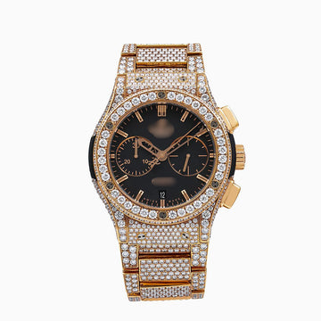 Moissanite Masterpiece Watch 45MM Black Dial With 31.75 CT Diamonds