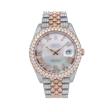 Diamond Mode Watch 41mm White Mother of Pearl Diamond Dial With 19.25 CT Diamonds