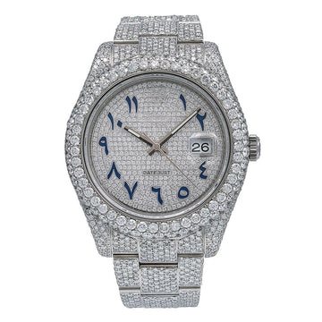 Glacier Glow Moissanite Watch 40mm Silver Diamond Dial With 18.75 CT Diamonds