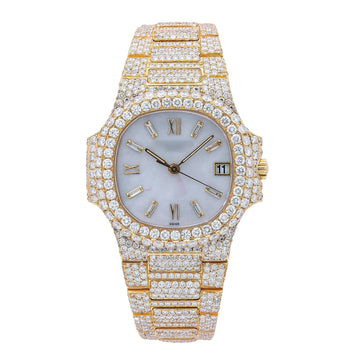 Premium Men’s Watch with Moissanite Diamonds 37MM White Diamond Dial With 17.82 CT Diamonds