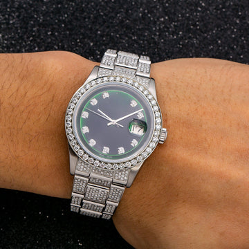 Moissanite Time Luxury Edition 36MM Green Diamond Dial With Stainless Steel Diamond Bracelet