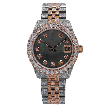 Shine Era Moissanite Watch 31mm Black Diamond Dial With 9.65 CT Diamonds