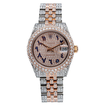 Custom Moissanite Watch 31mm Pink Champagne Dial with 8.75CT Diamonds
