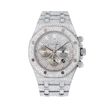 Diamond Flame Watch 42MM Silver Diamond Dial With Stainless Steel Bracelet