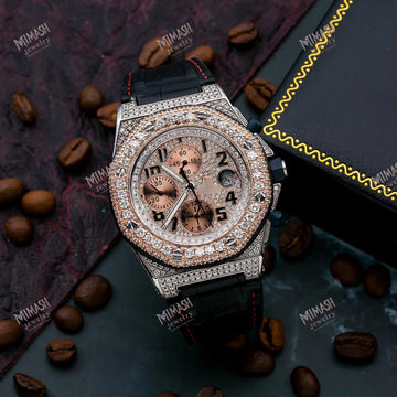 Classy Moissanite Men’s Watch 42MM With Leather Bracelet