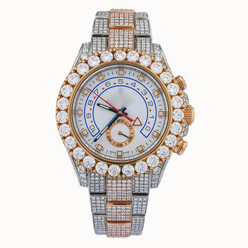 Million Dollar Look Watch 44mm White Dial With 17.50 CT Diamonds