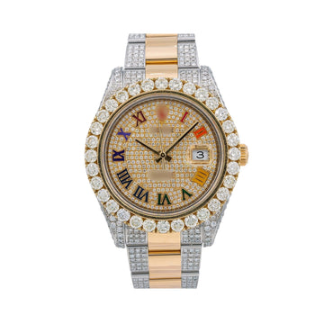 Moissanite Supreme Watch 41mm Champagne Diamond Dial With Two Tone Oyster Bracelet