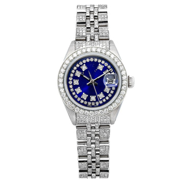 Shine Storm Moissanite Watch 26MM Blue Diamond Dial With Stainless Steel Bracelet
