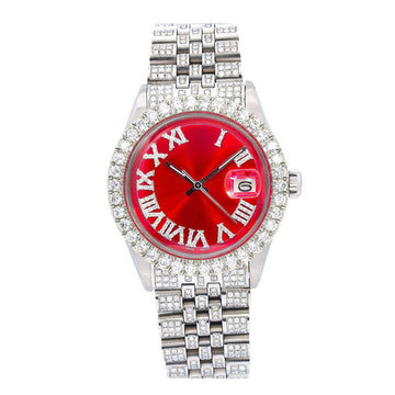 Iced Out Moissanite Fashion Watch 36MM Red Diamond Dial With 7.75 CT Diamonds