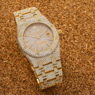 Diamond Feel Moissanite Watch 33MM Champagne Diamond Dial With 17.95 CT Diamonds