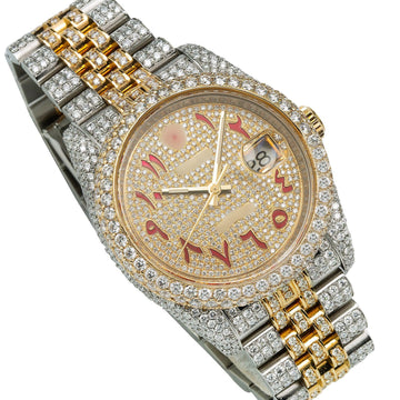 Smart Look Moissanite Watch 36mm Champagne Arabic Numeral Dial With 13.25CT Diamonds Watch