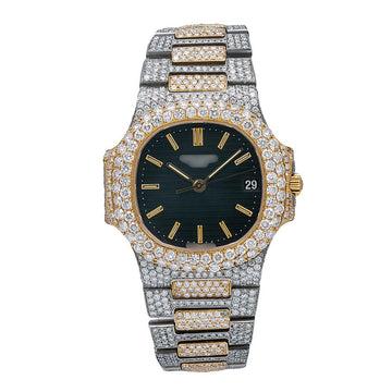Million Look Moissanite Watch 37MM Black Dial With 12.25 CT Diamonds