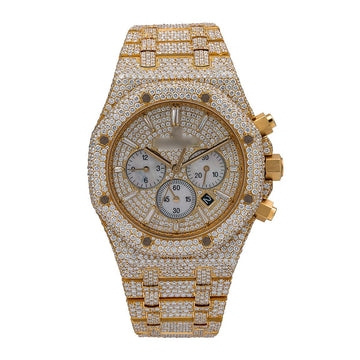 Galaxy Shine Moissanite Watch YELLOW GOLD 41mm Champagne Dial With 27.75 CT Diamonds
