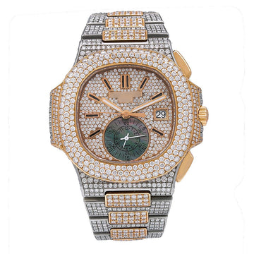Gold Ice Watch 40.5MM Champagne Diamond Dial With 23.50 CT Diamonds