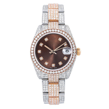 Diamond Aura Watch 31MM Brown Diamond Dial With 9.75 CT Diamonds