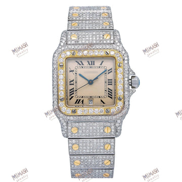 Cartier Santos Galbée 31MM White Dial With Two Tone Diamond Bracelet