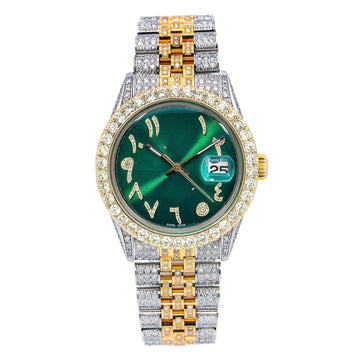 Zenith Glow Watch 36MM Green Arabic Diamond Dial With Two Tone Jubilee Bracelet