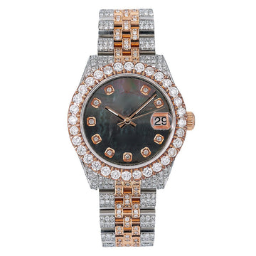 Urban Diamond Watch 31mm Black Diamond Dial With Two Tone Bracelet