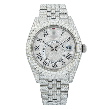 Bling Out Moissanite Watch 42MM Diamond Dial With Stainless Steel Jubilee Bracelet 21.75 CT