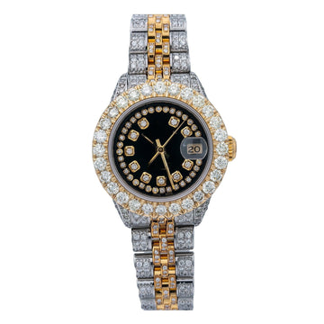 Moissanite Luxury Timepiece 26MM Black Diamond Dial With 5.25 CT Diamonds
